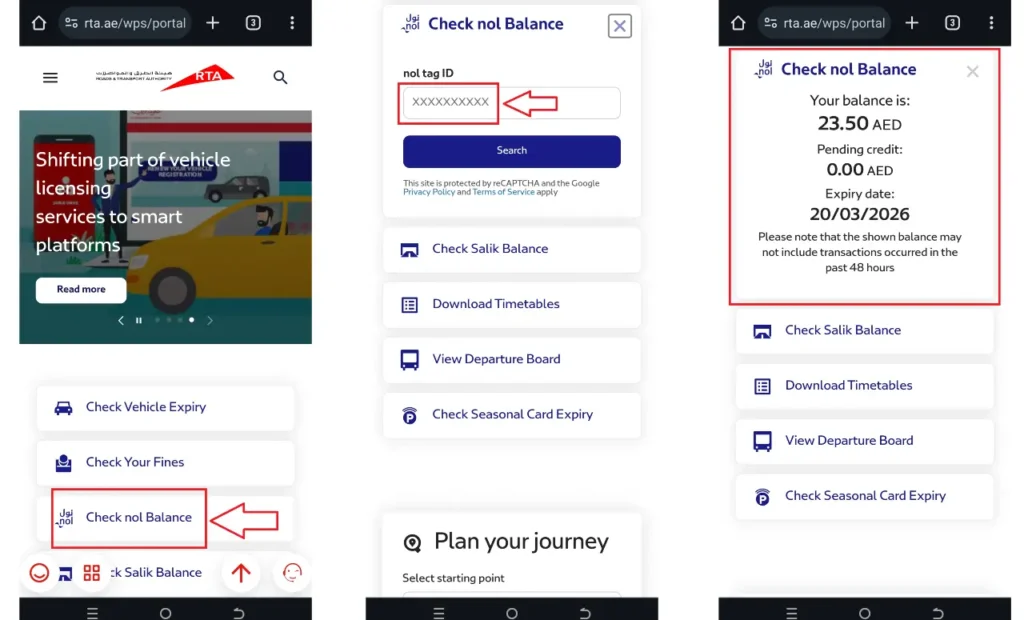 nol card balance check online